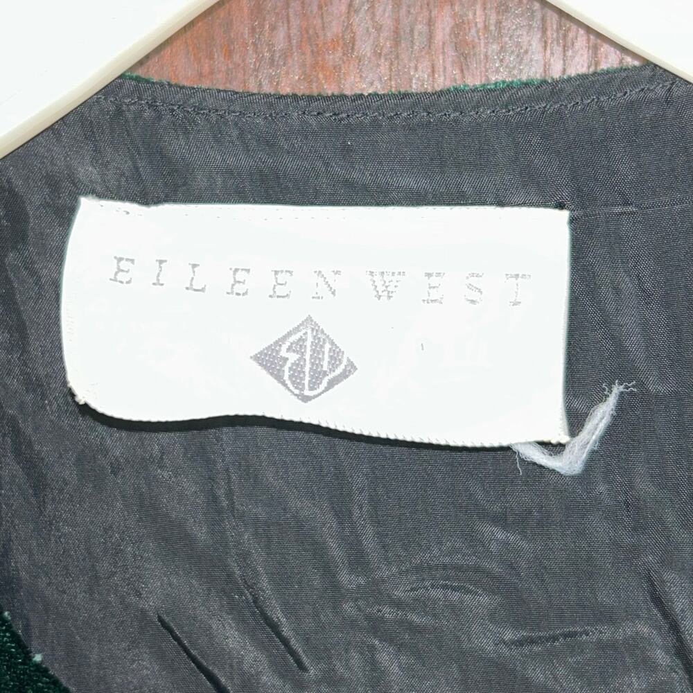 Vintage Eileen West Velvet Long Sleeve Dress Green Sz 6 button up holiday - Picture 4 of 12